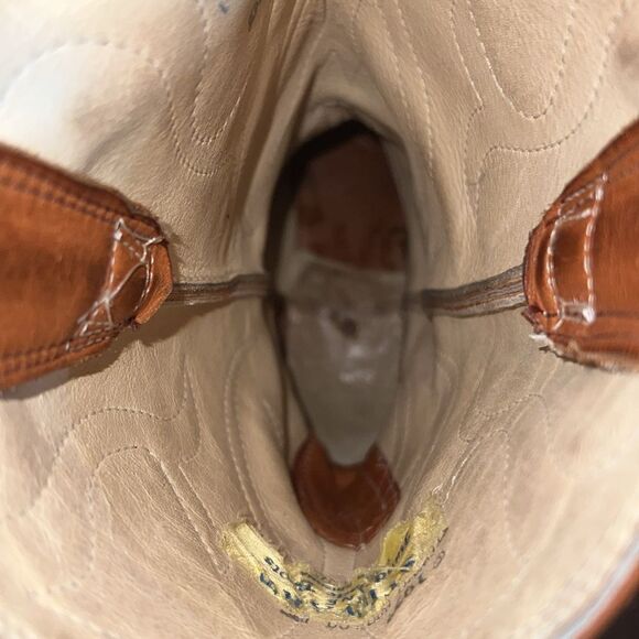 1977 Stewart Hand Made Leather Cowboy Boots Tan USA Men 8.5D Western Pointed Toe - Picture 8 of 11